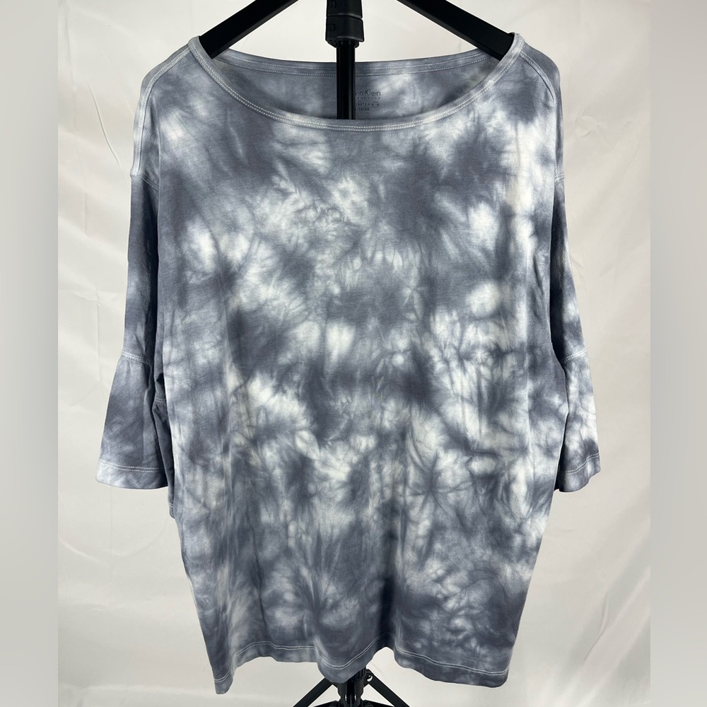 Calvin Klein Performance Tie Dye‎ Shirt Gray Athletic Top Women’s XL